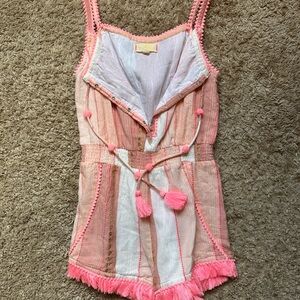 Pink and White Striped Kids Romper egg